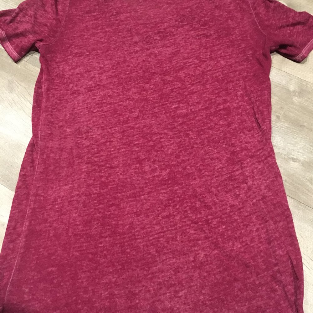 Deep Pink Heathered Tee V Neck T shirt PINK   XS